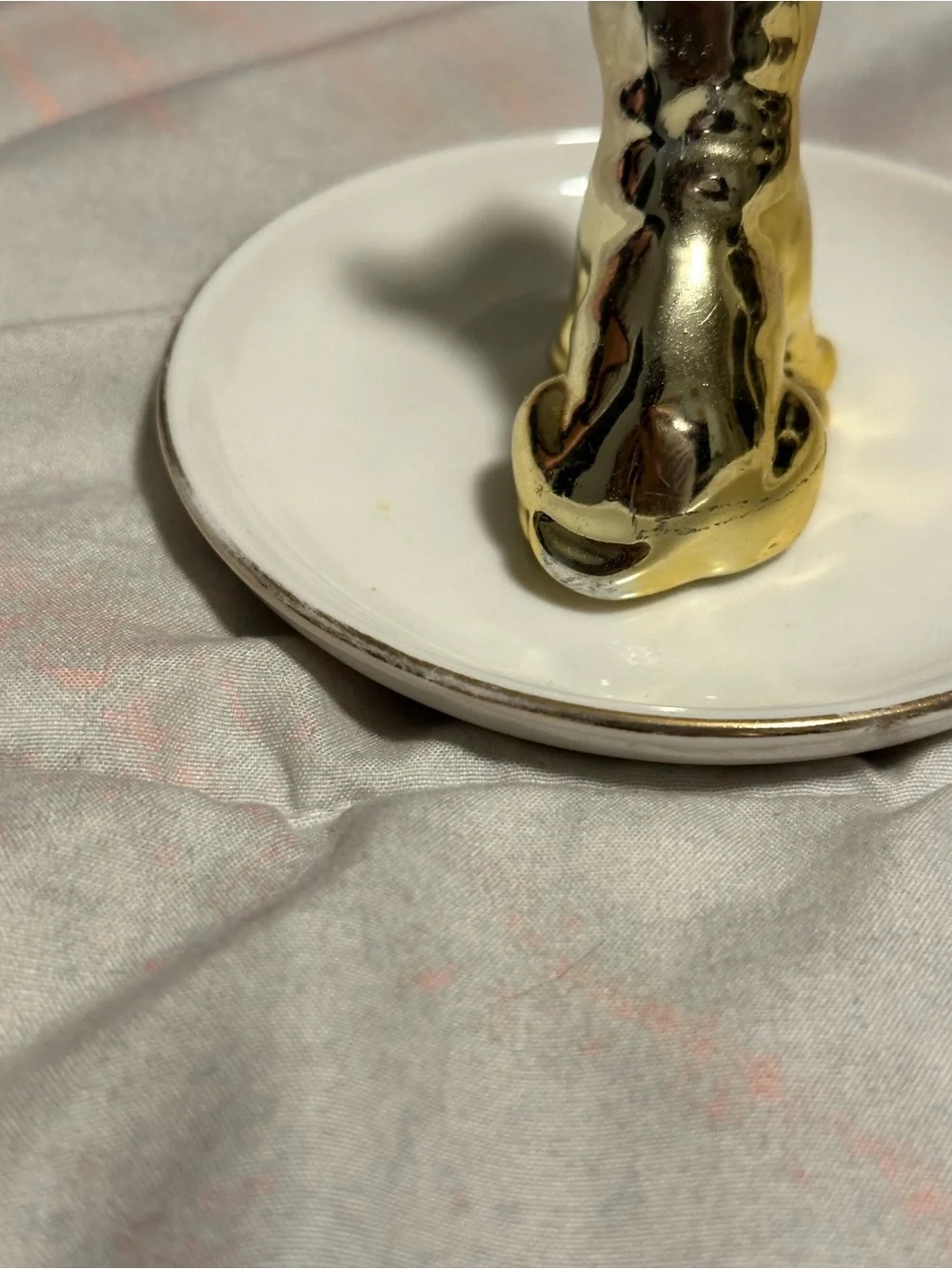 Gold Ceramic French Bulldog Ring / trinket dish